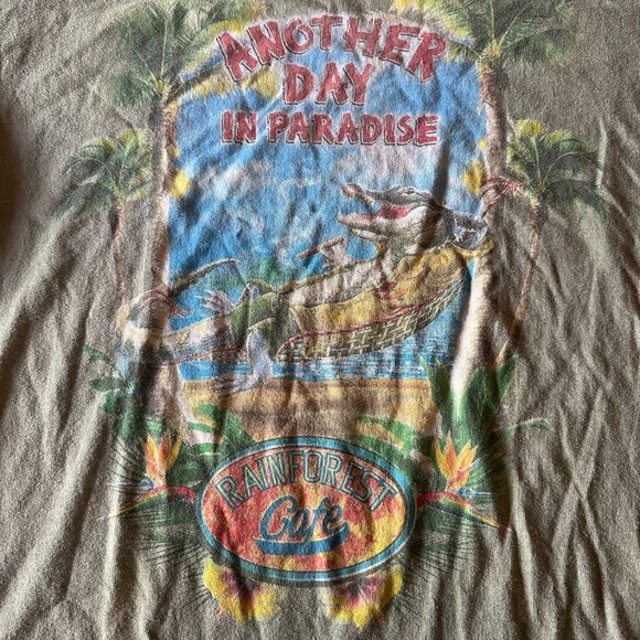 Y2K Vintage Mens L Rainforest Cafe Another Day In Paradise Alligator T Shirt - Picture 2 of 5